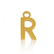 Stainless steel charm initial R Gold